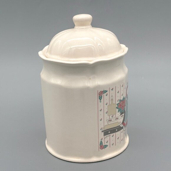 Vintage 1988 CHD Trenditions Ceramic Canister With Country Kitty Graphic - Picture 5 of 7